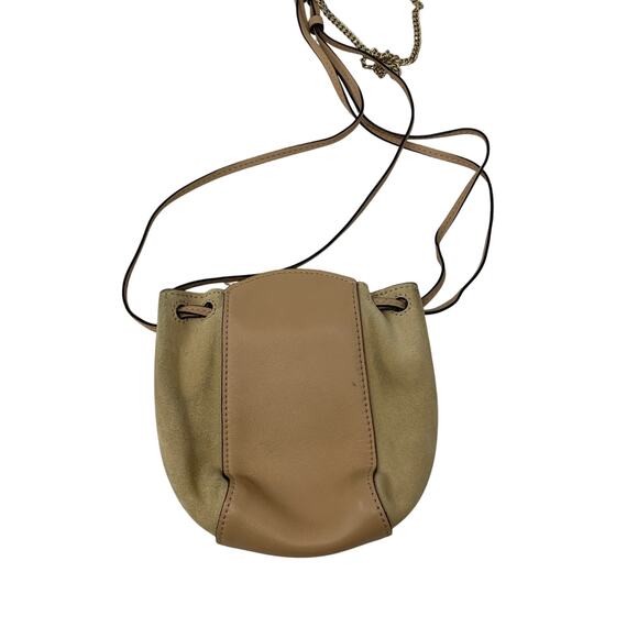 Chloe Beige Leather & Suede Mini Fringe Bucket Bag Drawstring Closure - Picture 5 of 10